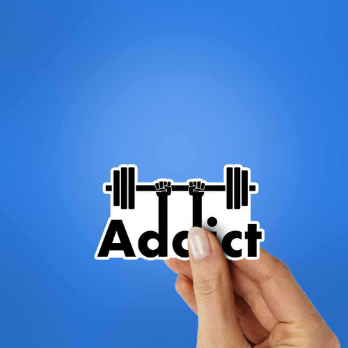 Addict Sticker waterproof vinyl decal for laptop, bike, car & bottle