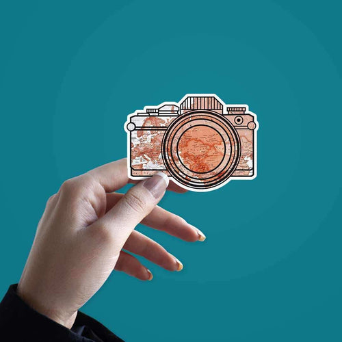 aesthetic camera sticker waterproof vinyl decal for laptop, bike, car & bottle