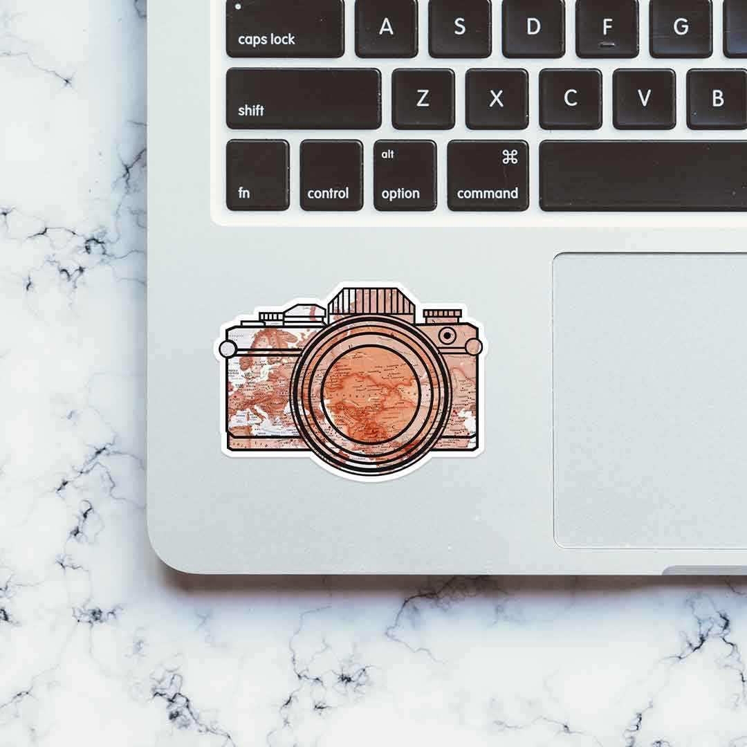 aesthetic camera sticker waterproof vinyl decal for laptop, bike, car & bottle