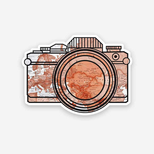 aesthetic camera sticker waterproof vinyl decal for laptop, bike, car & bottle