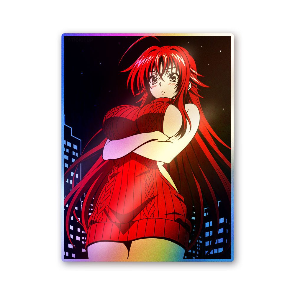 Red-Haired Anime Girl Holographic Stickers - Holographic Stickers | STICK IT UP