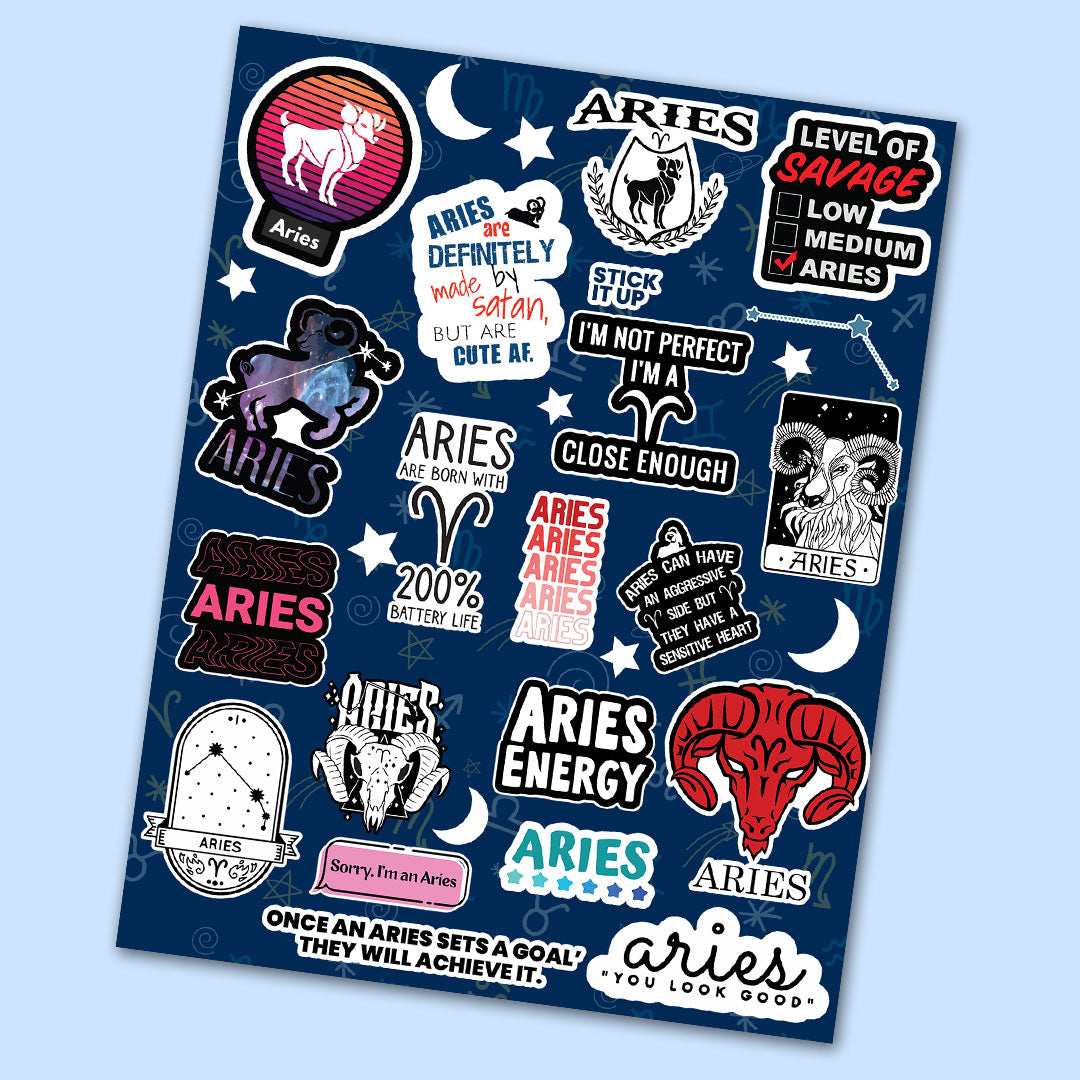 Aries Zodiac Sticker Sheet - die-cut vinyl sticker sheet | STICK IT UP Canada