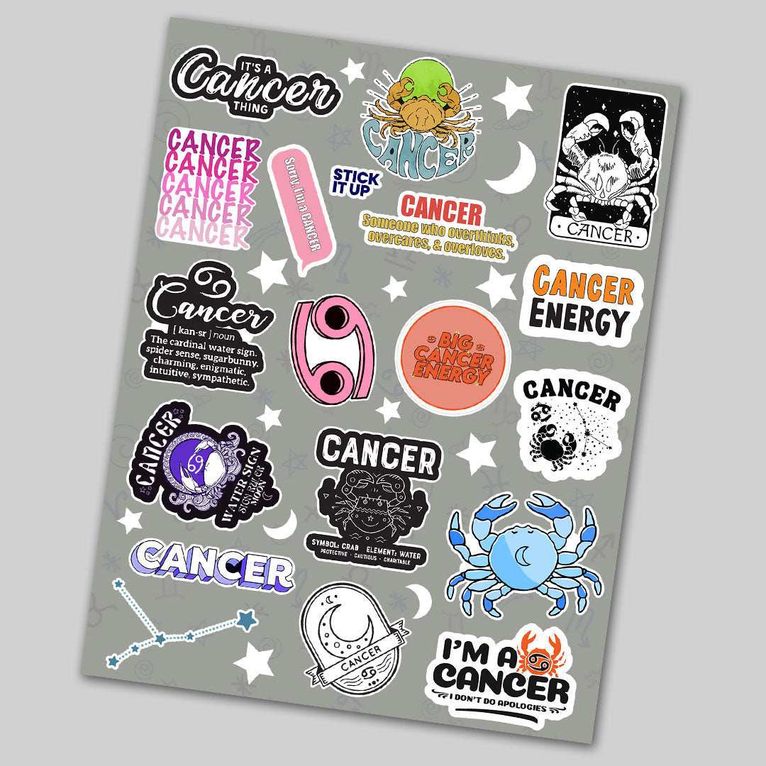 Cancer Zodiac Sticker Sheet - die-cut vinyl sticker sheet | STICK IT UP Canada