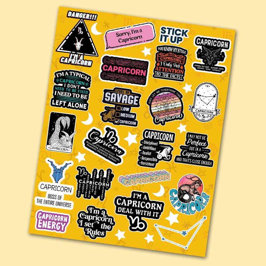Capricorn Zodiac Sticker Sheet - die-cut vinyl sticker sheet | STICK IT UP Canada