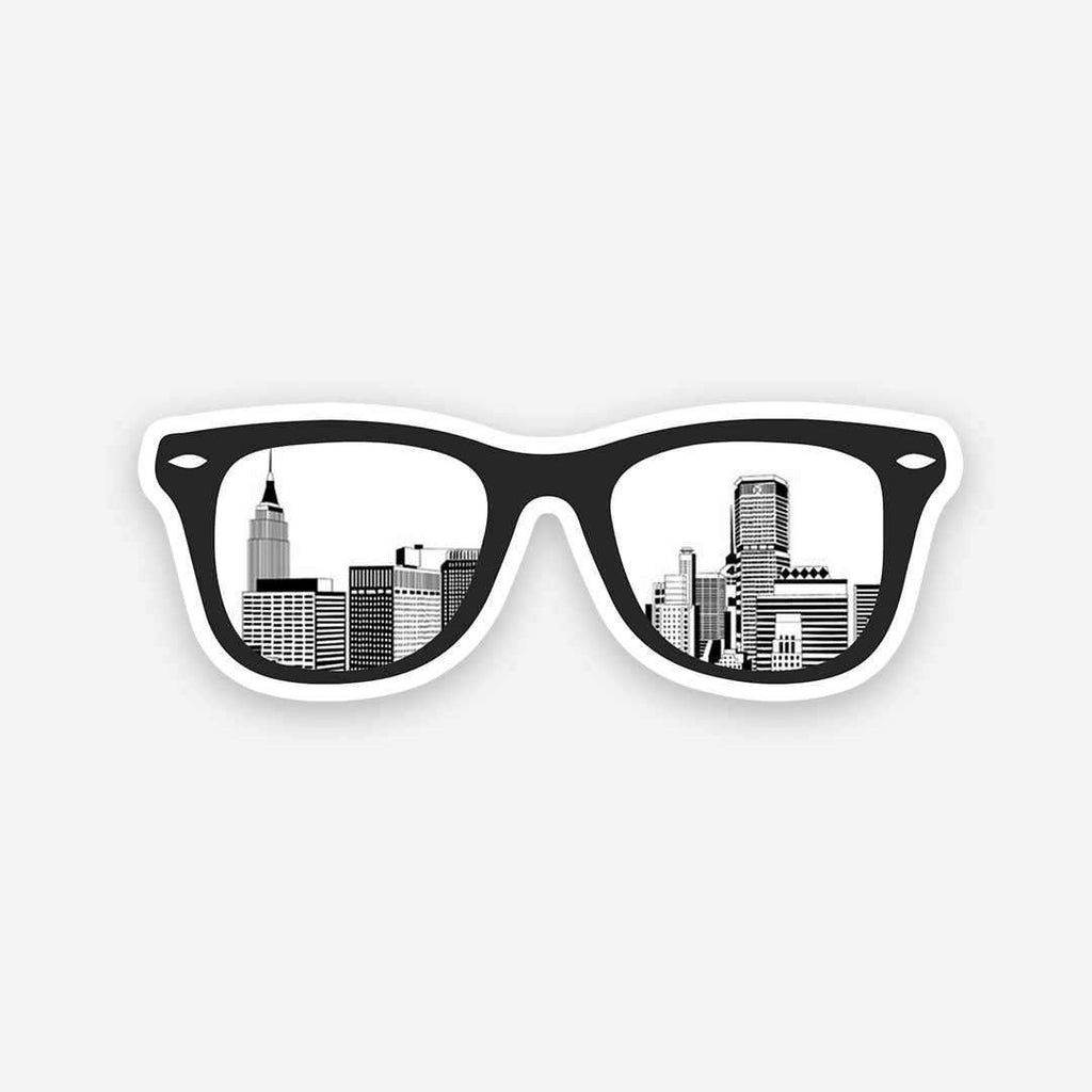 City Glasses sticker waterproof vinyl decal for laptop, bike, car & bottle