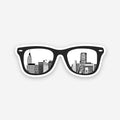 City Glasses sticker waterproof vinyl decal for laptop, bike, car & bottle