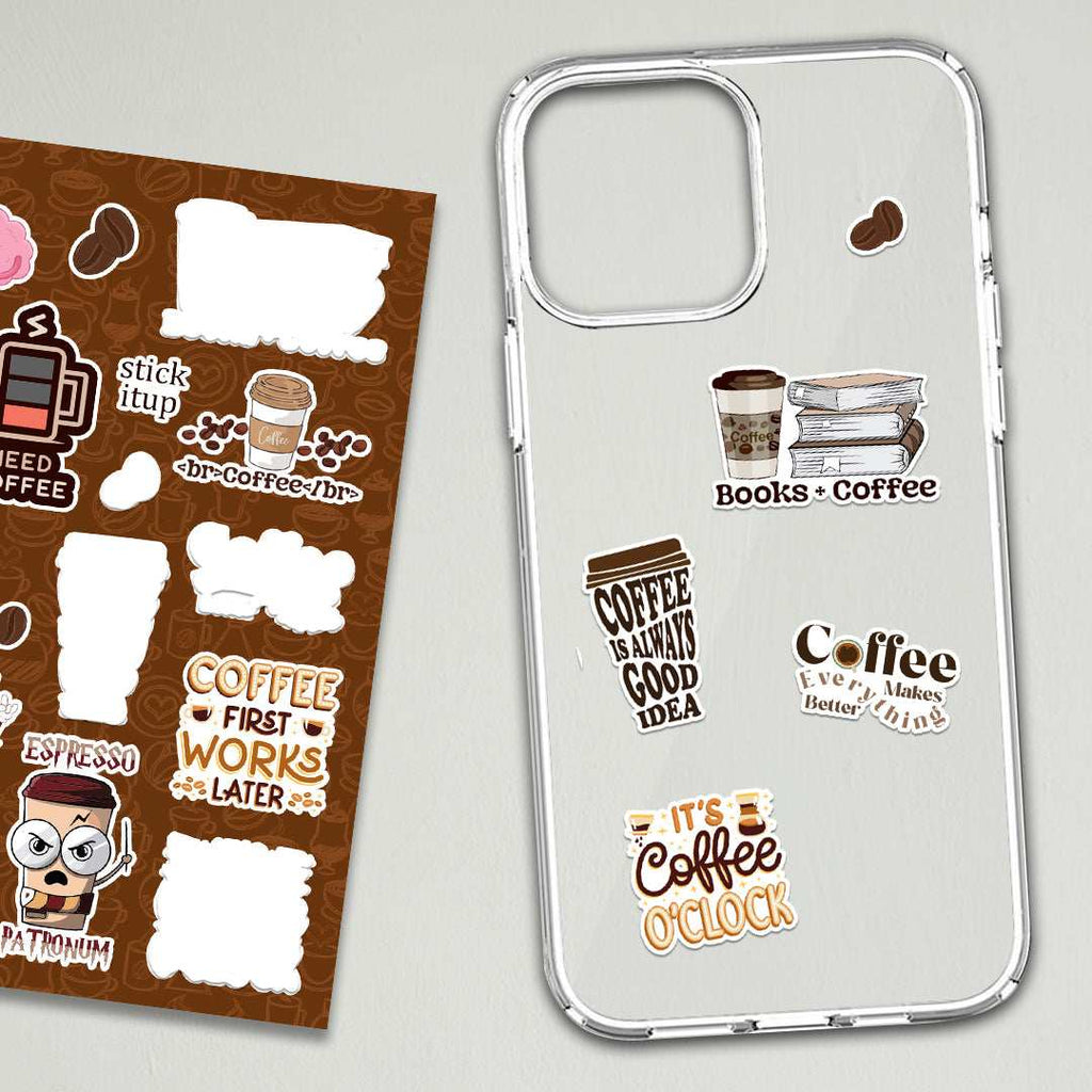 Coffee Mini Sticker Sheet waterproof vinyl decal for laptop, bike, car & bottle