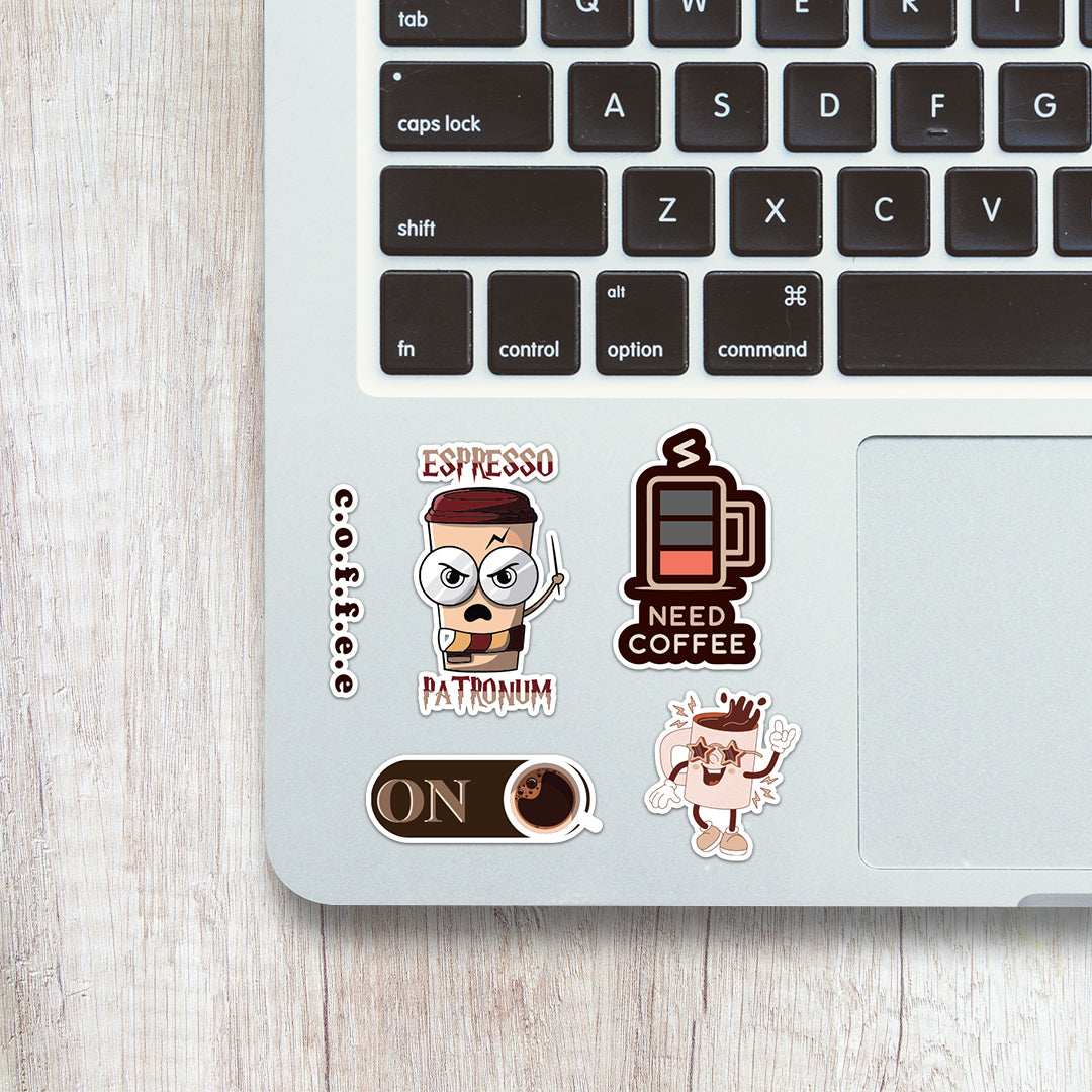 Coffee Mini Sticker Sheet waterproof vinyl decal for laptop, bike, car & bottle