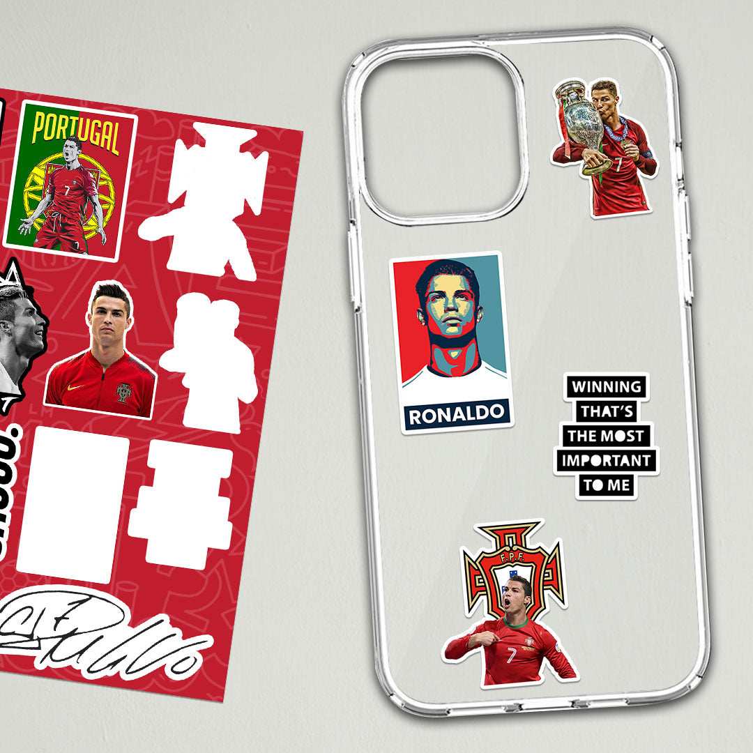 Cristiano Ronaldo Mini sticker sheet waterproof vinyl decal for laptop, bike, car & bottle