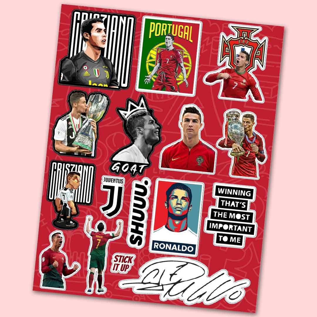 Cristiano Ronaldo Mini sticker sheet waterproof vinyl decal for laptop, bike, car & bottle