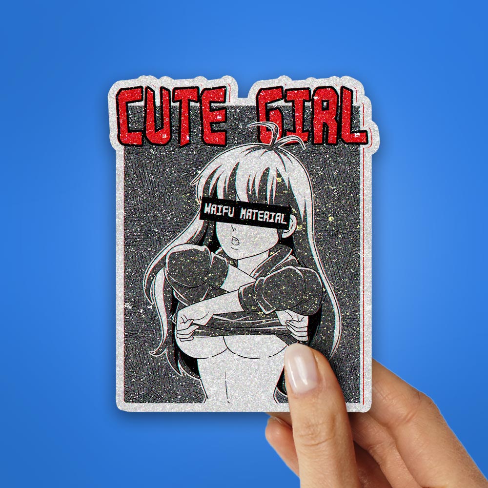 Cute Girl 0.4 Glitter Sticker waterproof vinyl decal for laptop, bike, car & bottle