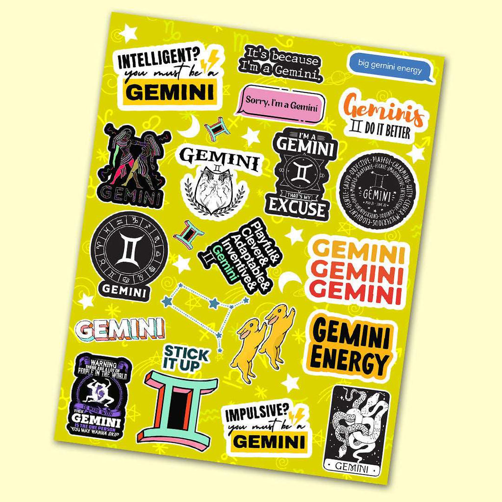 Gemini Zodiac Sticker Sheet - die-cut vinyl sticker sheet | STICK IT UP Canada