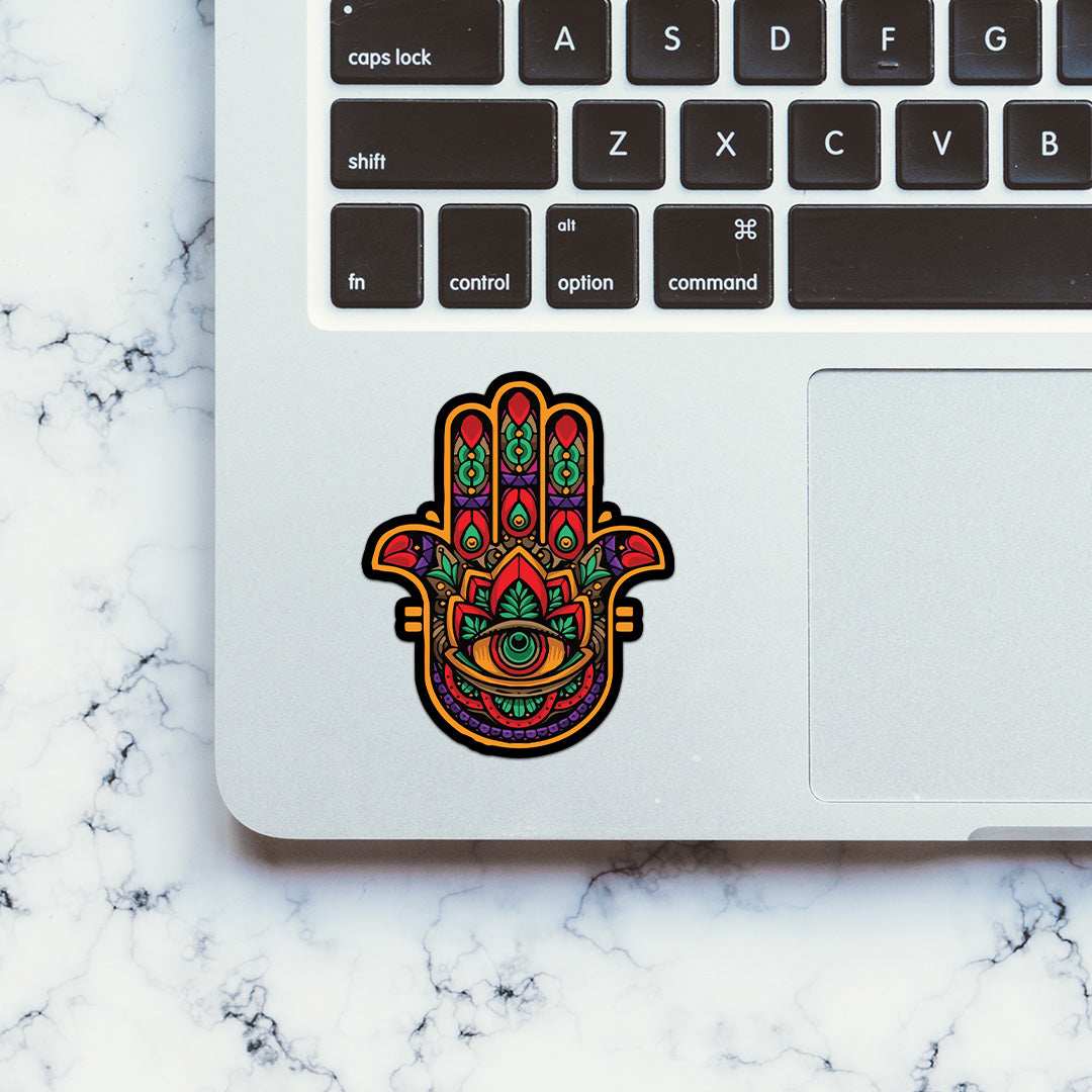 Hamsa Hand Symbol Sticker waterproof vinyl decal for laptop, bike, car & bottle
