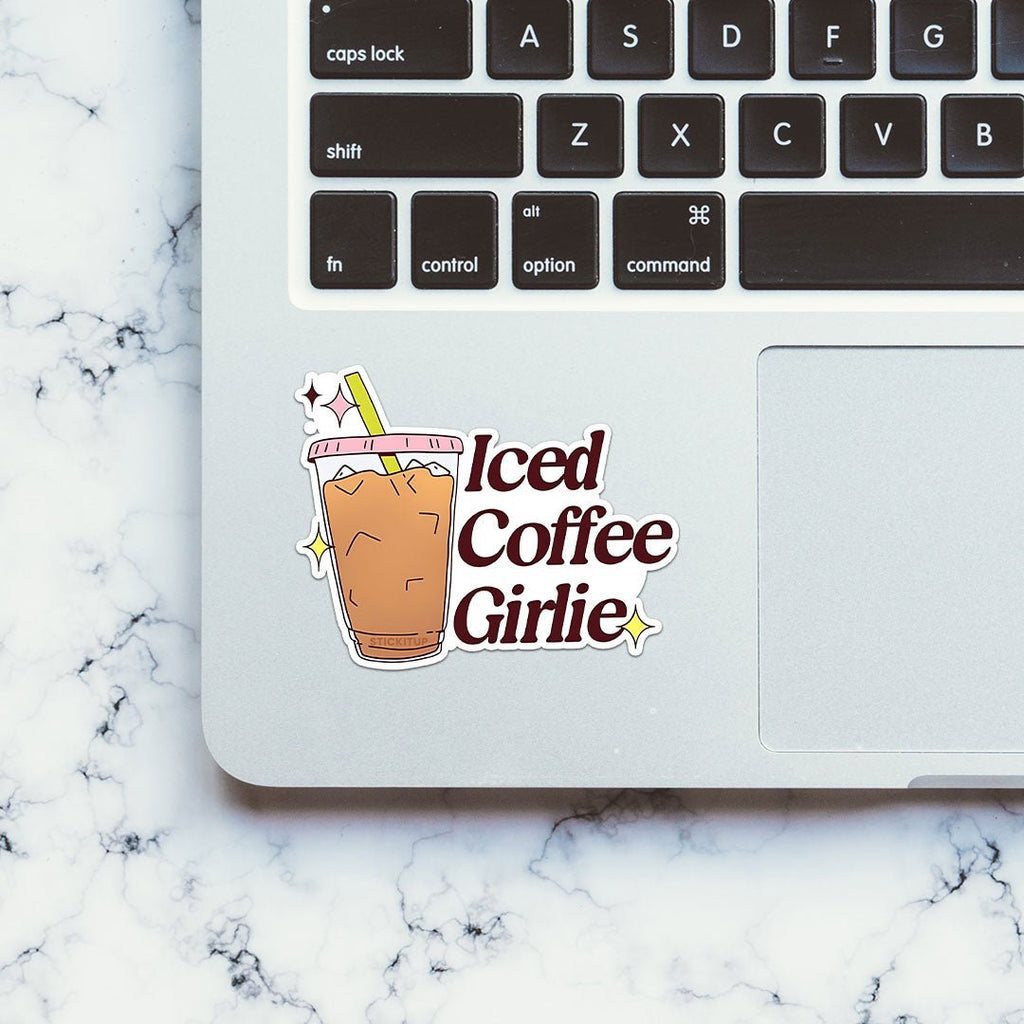 Iced Coffee Girlie Sticker waterproof vinyl decal for laptop, bike, car & bottle