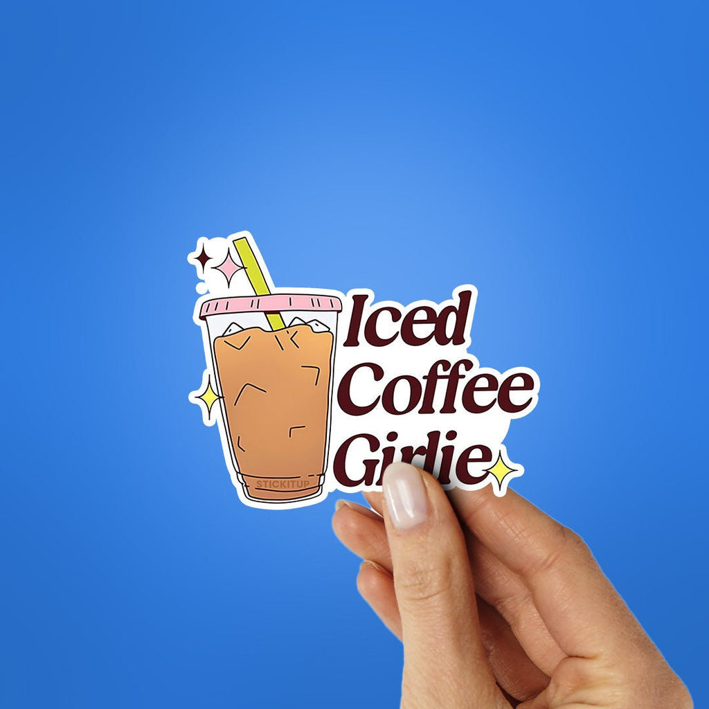 Iced Coffee Girlie Sticker waterproof vinyl decal for laptop, bike, car & bottle