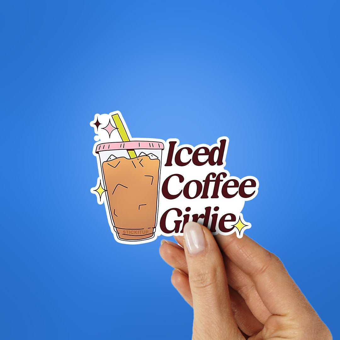 Iced Coffee Girlie Sticker waterproof vinyl decal for laptop, bike, car & bottle
