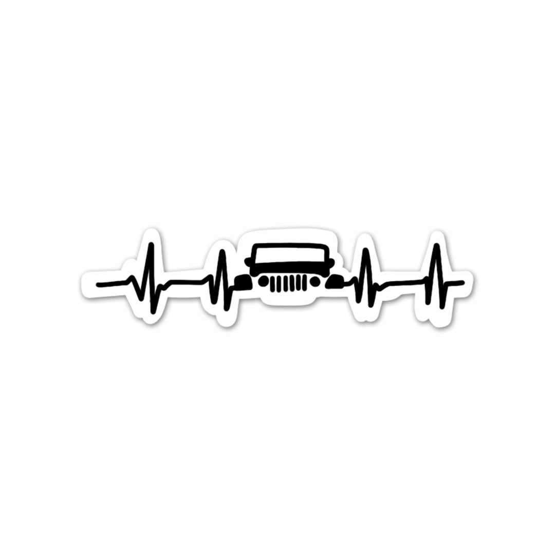 Jeep Heartbeat Sticker waterproof vinyl decal for laptop, bike, car & bottle