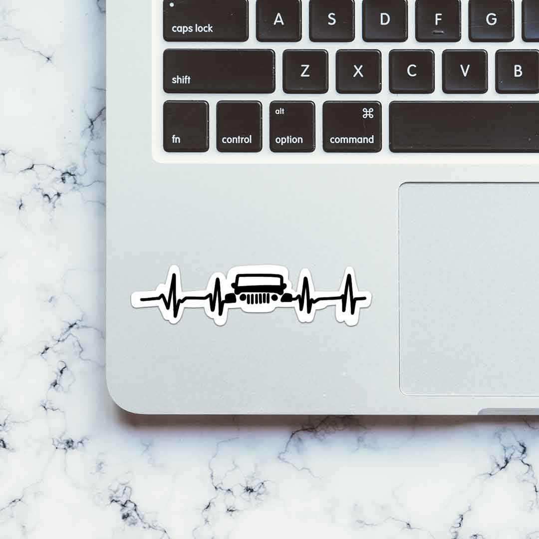 Jeep Heartbeat Sticker waterproof vinyl decal for laptop, bike, car & bottle