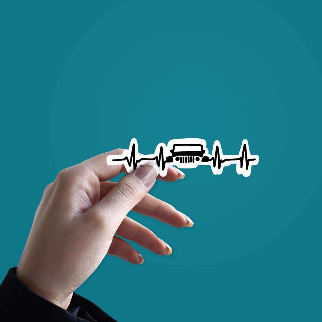 Jeep Heartbeat Sticker waterproof vinyl decal for laptop, bike, car & bottle