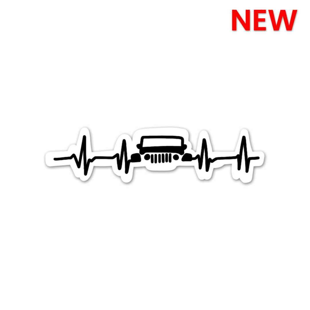 Jeep Heartbeat Sticker waterproof vinyl decal for laptop, bike, car & bottle