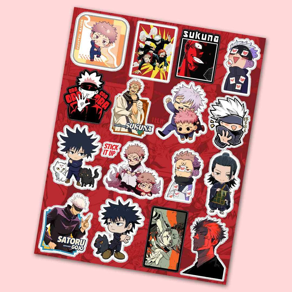 Jujutsu kaisen mini sticker sheet waterproof vinyl decal for laptop, bike, car & bottle