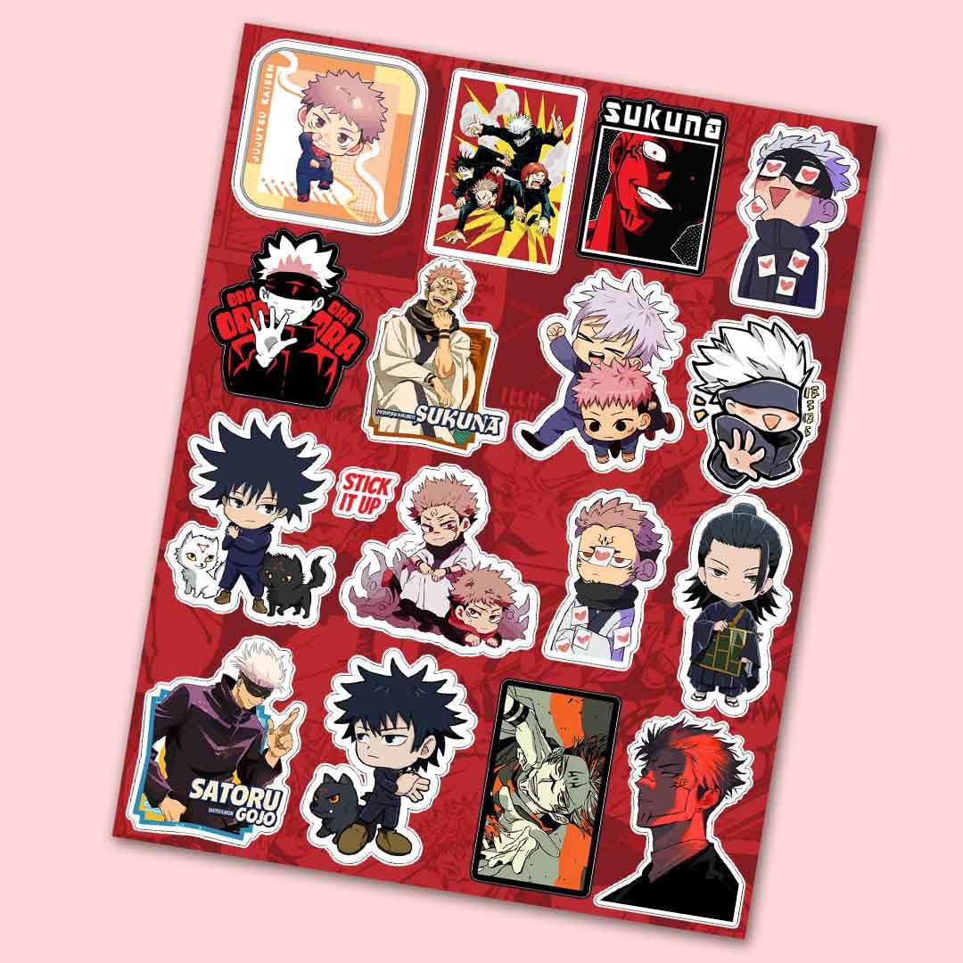 Jujutsu kaisen mini sticker sheet waterproof vinyl decal for laptop, bike, car & bottle