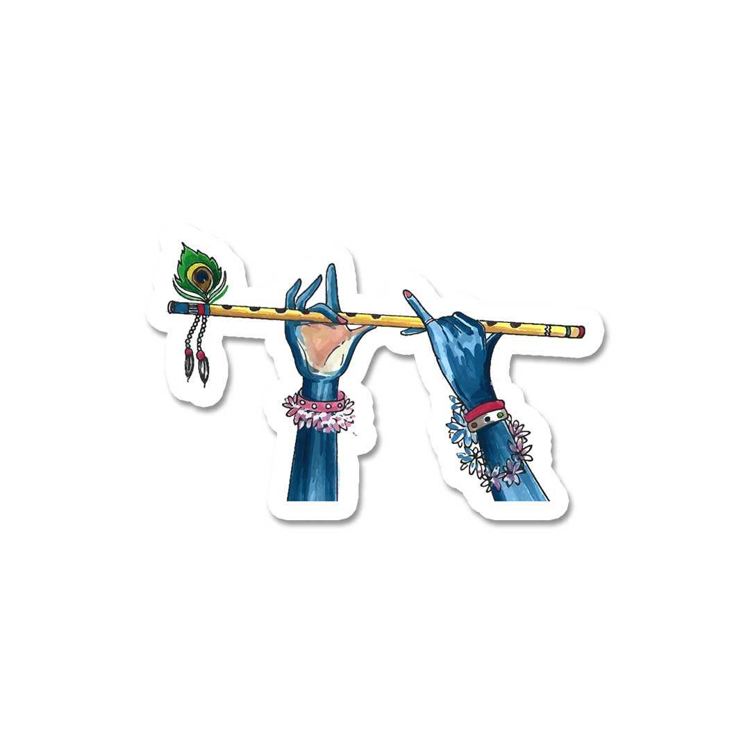 Krishna Hand With Flute Sticker - Stickers | STICK IT UP