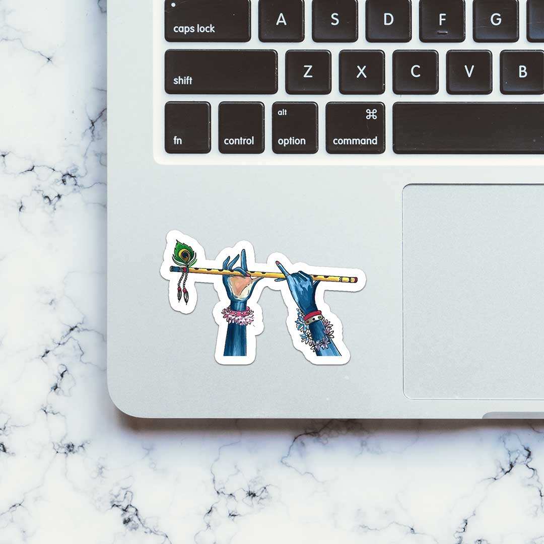 Krishna Hand With Flute Sticker - Stickers | STICK IT UP