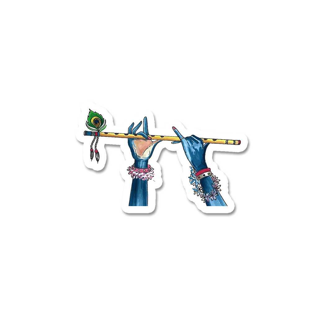 Krishna Hand With Flute Sticker - Stickers | STICK IT UP