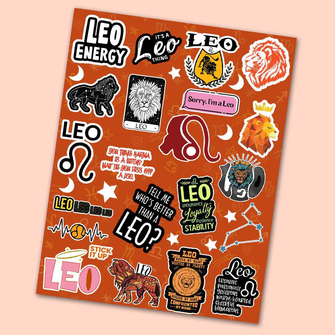 Leo Zodiac Sticker Sheet - die-cut vinyl sticker sheet | STICK IT UP Canada