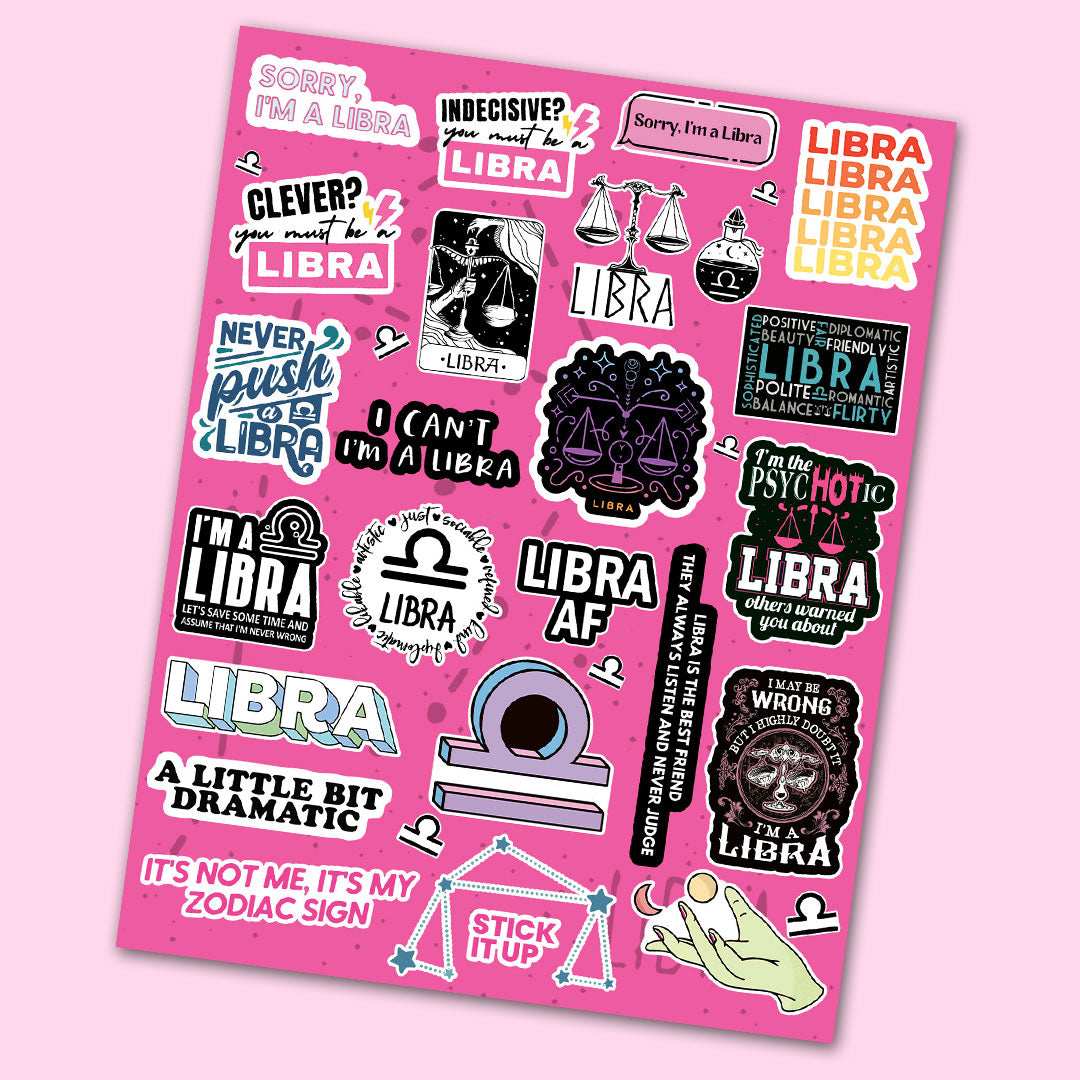 Libra Zodiac Sticker Sheet - die-cut vinyl sticker sheet | STICK IT UP Canada