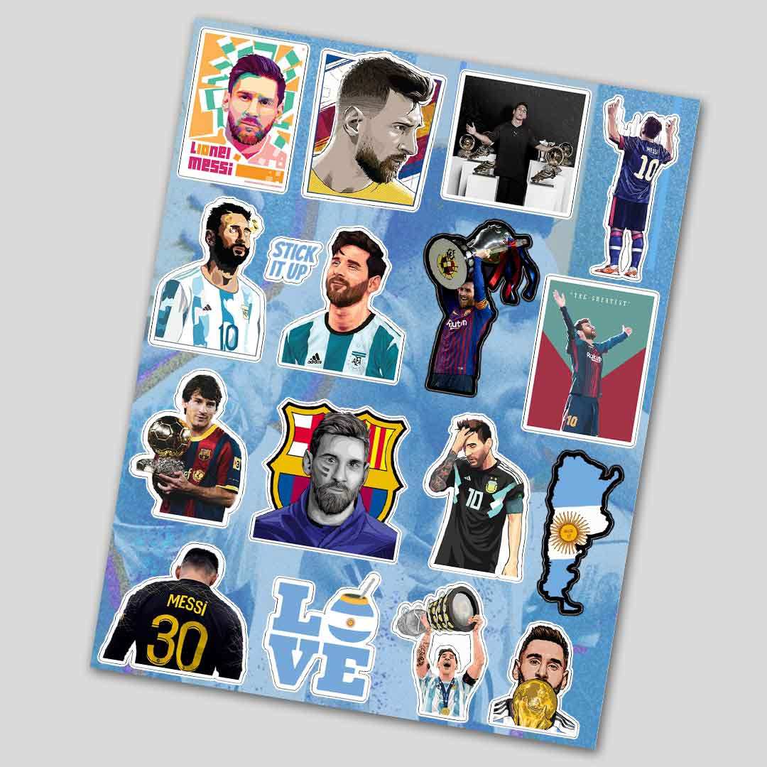Messi mini sticker sheet waterproof vinyl decal for laptop, bike, car & bottle