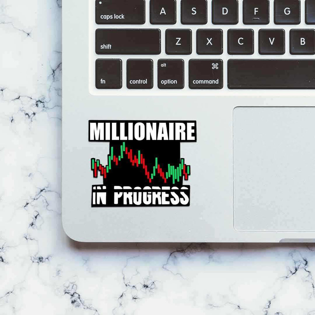 Millionaire in Progress Sticker waterproof vinyl decal for laptop, bike, car & bottle