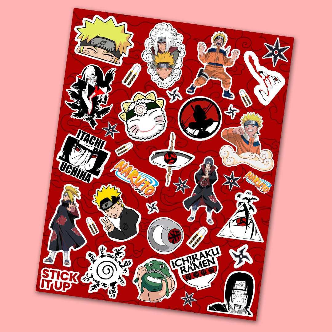 Naruto Mini Sticker Sheet waterproof vinyl decal for laptop, bike, car & bottle