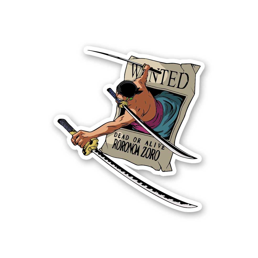 Pirate Zoro Wanted Poster Sticker - Stickers | STICK IT UP