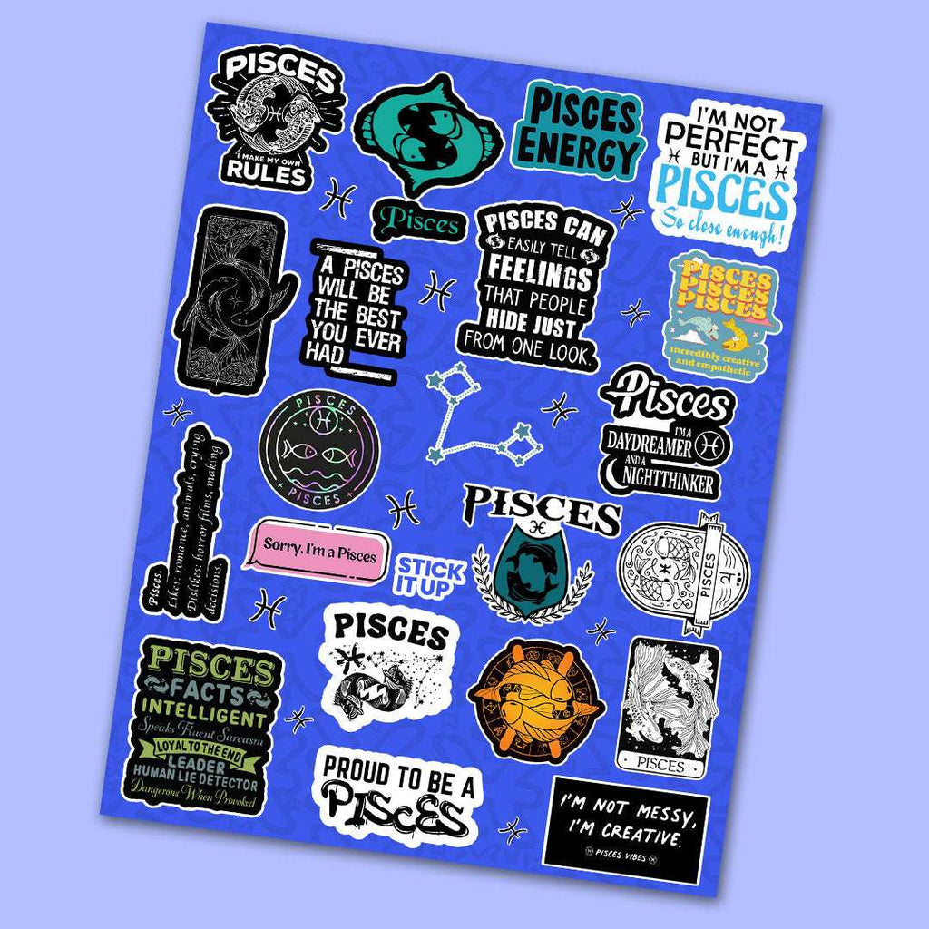 Pisces Zodiac Sticker Sheet - die-cut vinyl sticker sheet | STICK IT UP Canada
