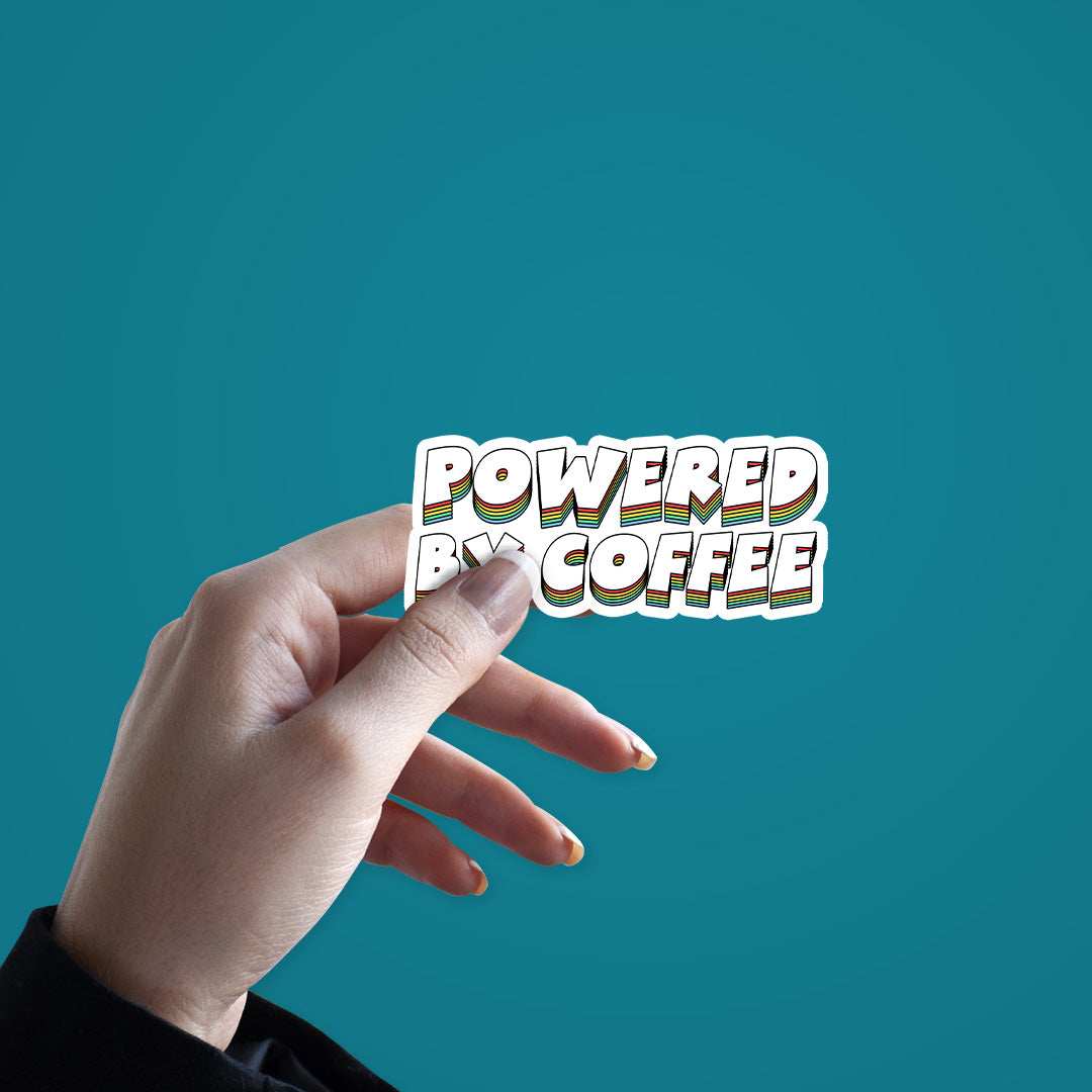 Powered By Coffee Sticker waterproof vinyl decal for laptop, bike, car & bottle