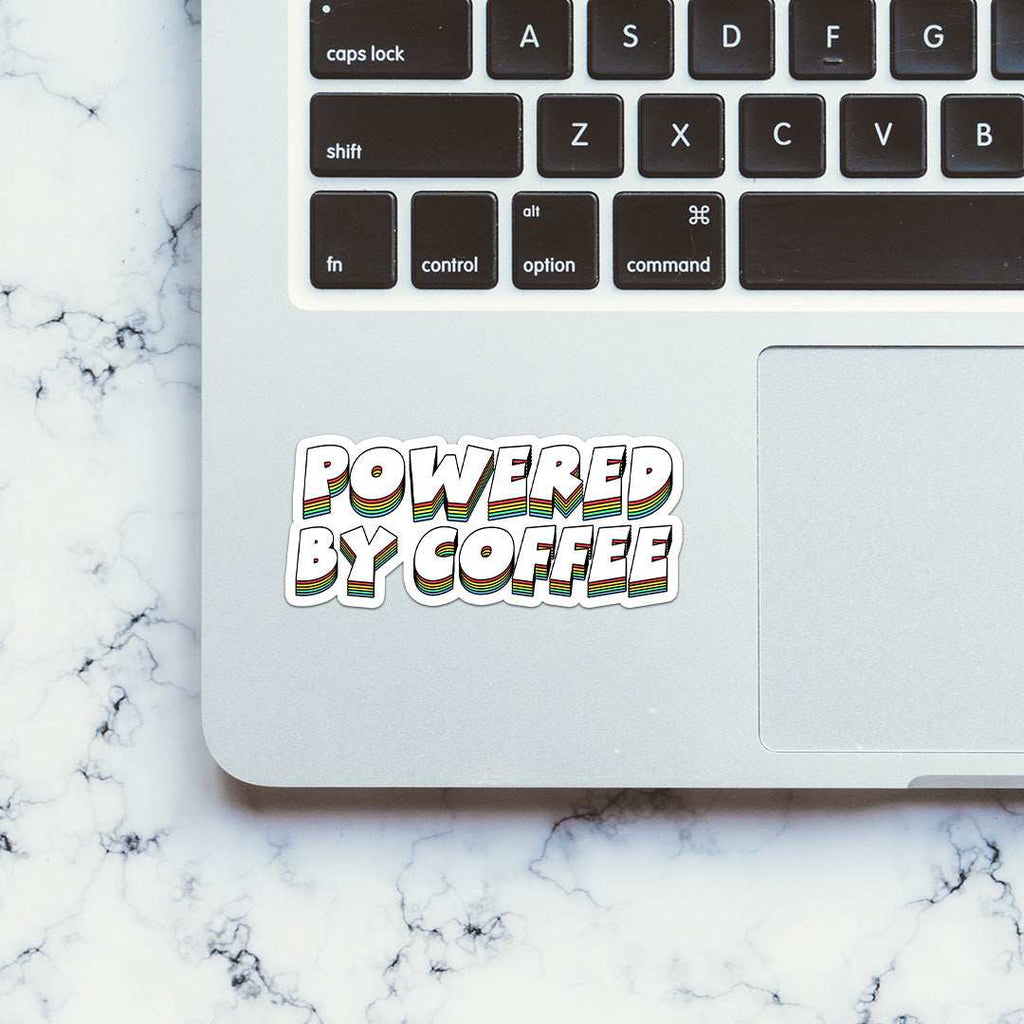 Powered By Coffee Sticker waterproof vinyl decal for laptop, bike, car & bottle