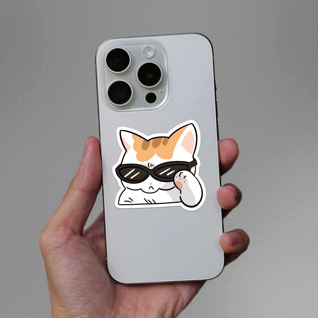 Rizz Cat Sticker waterproof vinyl decal for laptop, bike, car & bottle