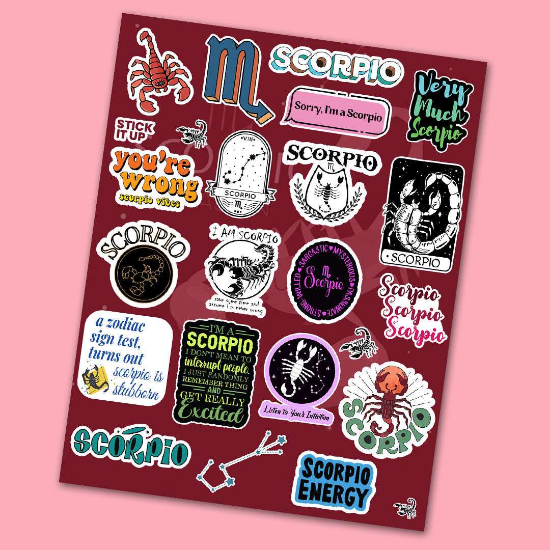 Scorpio Zodiac Sticker Sheet - die-cut vinyl sticker sheet | STICK IT UP Canada