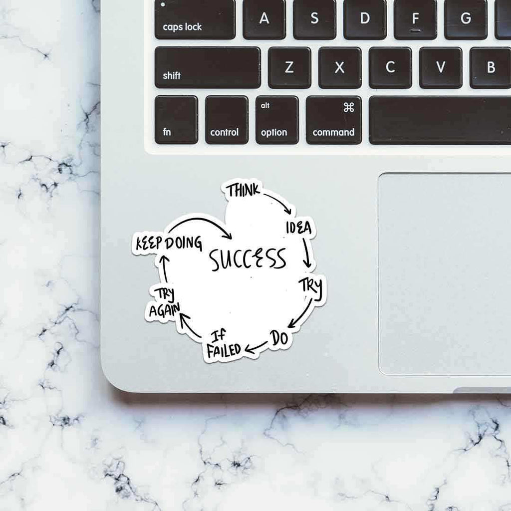 SUCCESS Sticker waterproof vinyl decal for laptop, bike, car & bottle