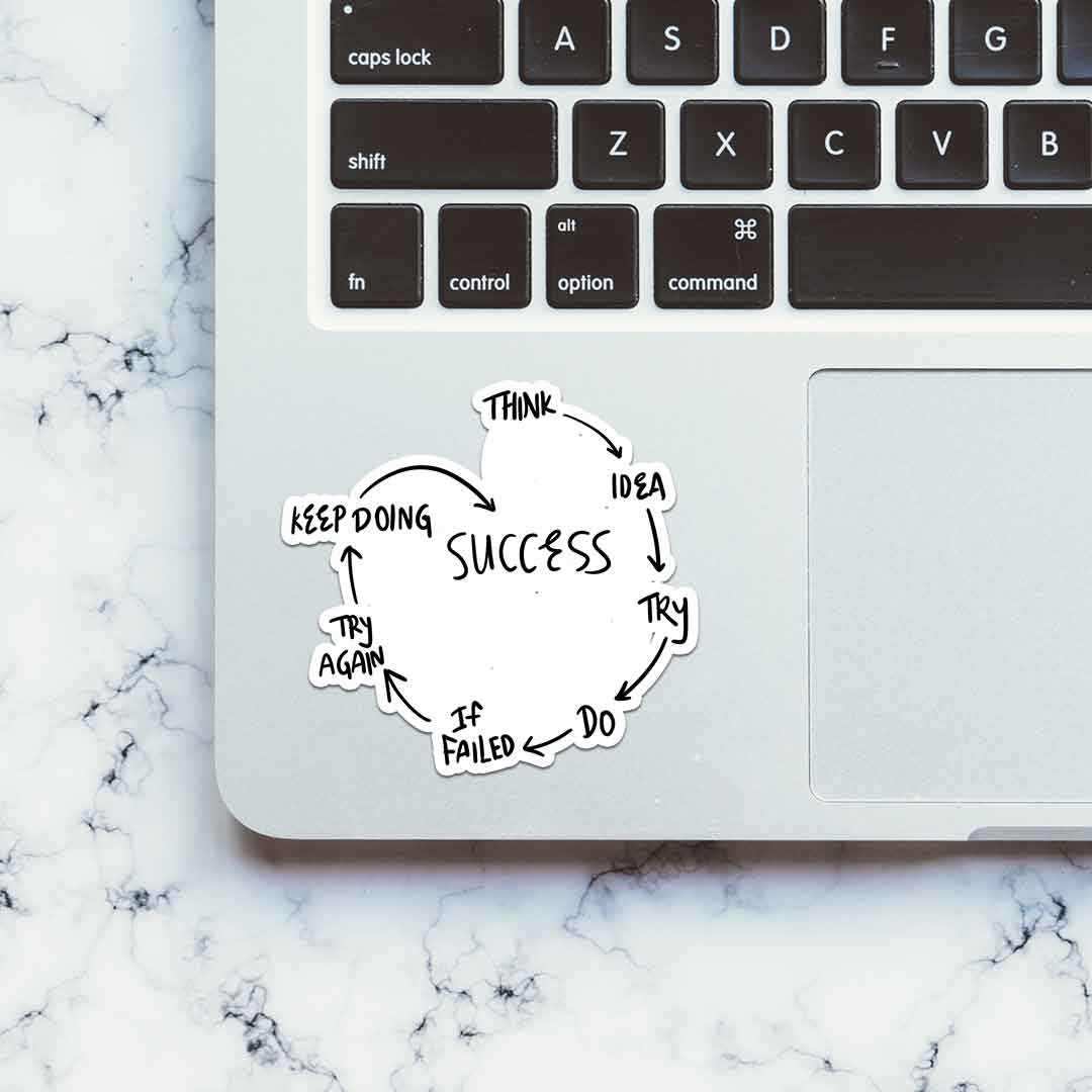 SUCCESS Sticker waterproof vinyl decal for laptop, bike, car & bottle