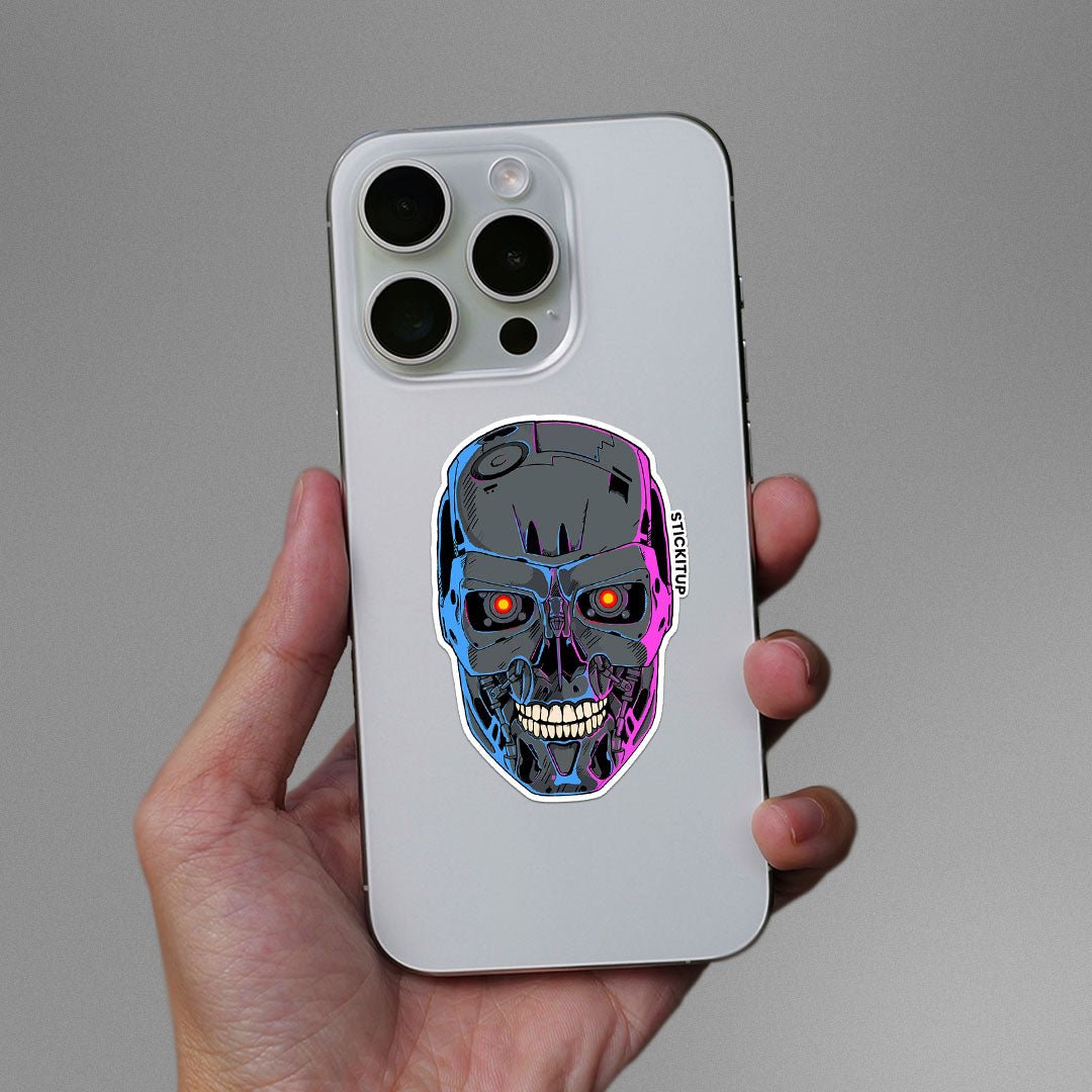 Terminator Skull Sticker waterproof vinyl decal for laptop, bike, car & bottle