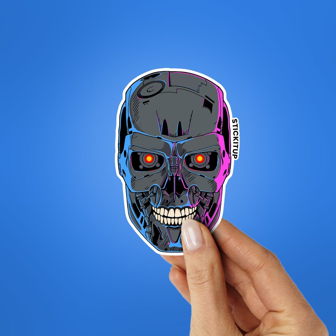Terminator Skull Sticker waterproof vinyl decal for laptop, bike, car & bottle