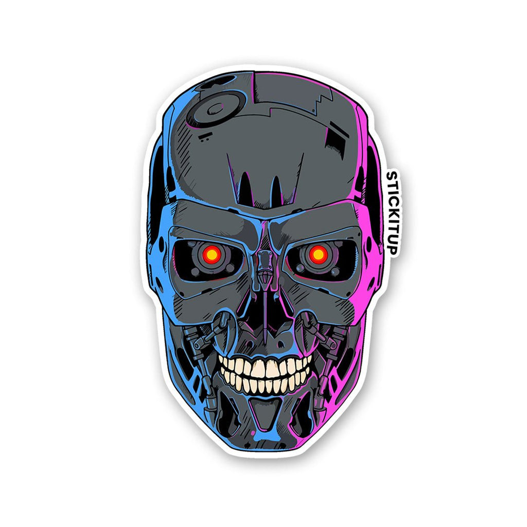 Terminator Skull Sticker waterproof vinyl decal for laptop, bike, car & bottle