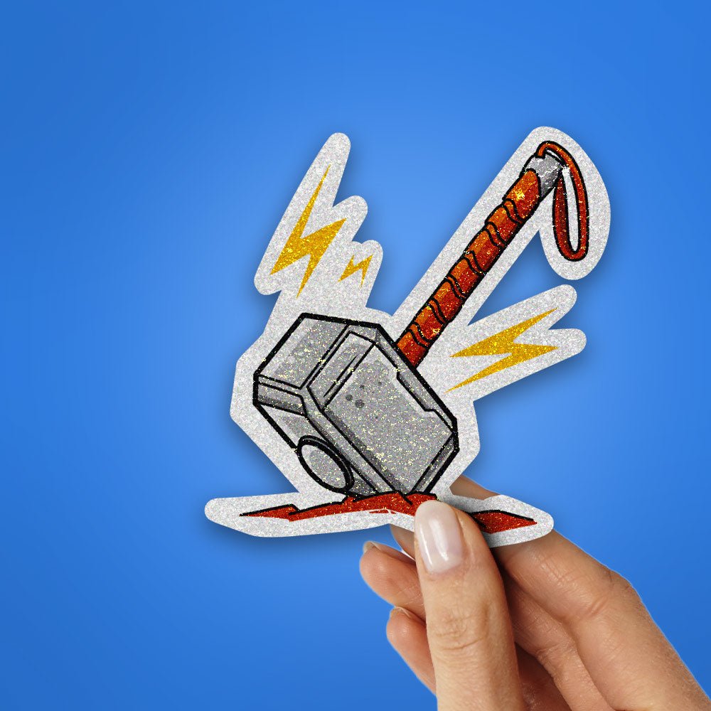 Worthy Hammer Glitter Sticker - Glitter Stickers | STICK IT UP