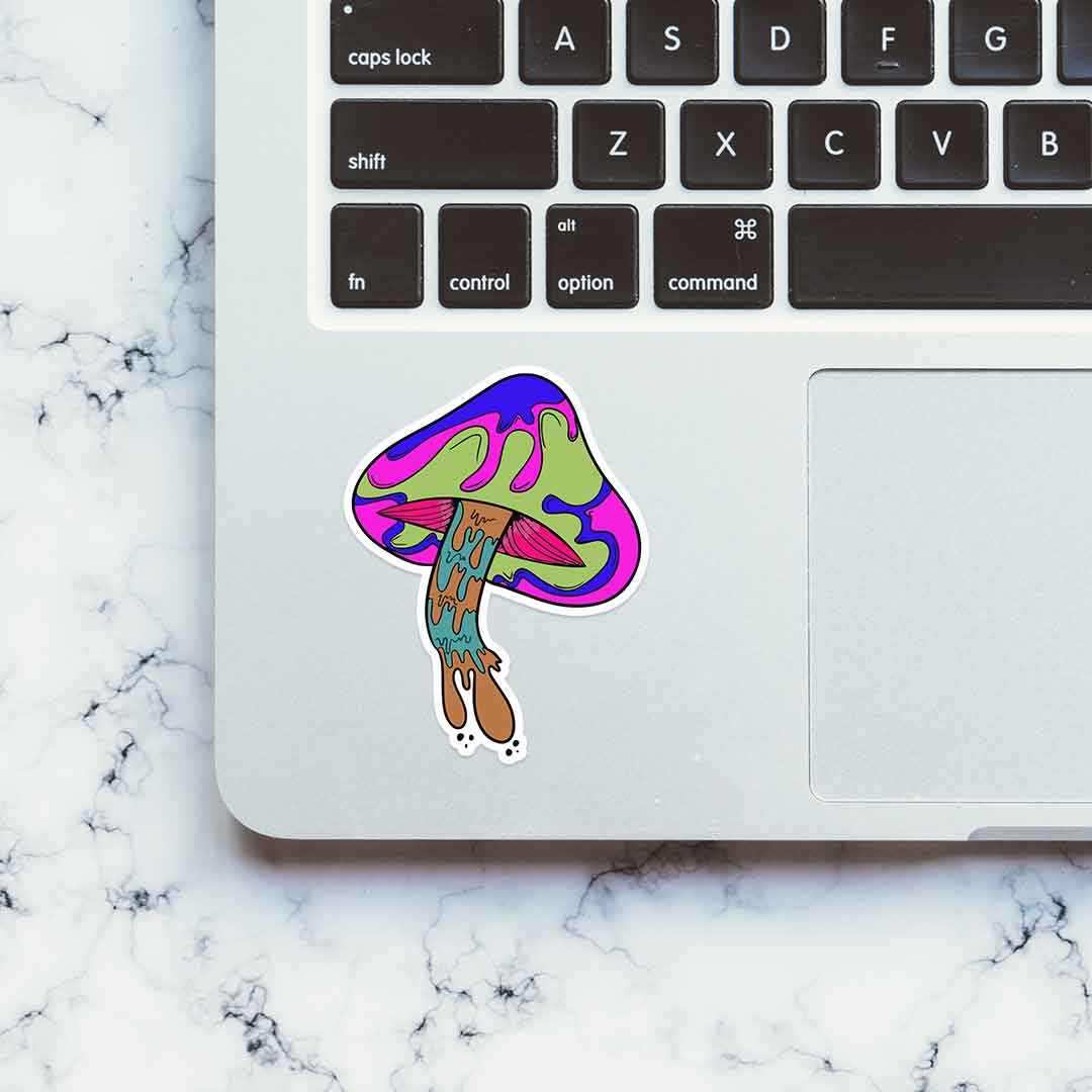 Trippy mushroom sticker waterproof vinyl decal for laptop, bike, car & bottle