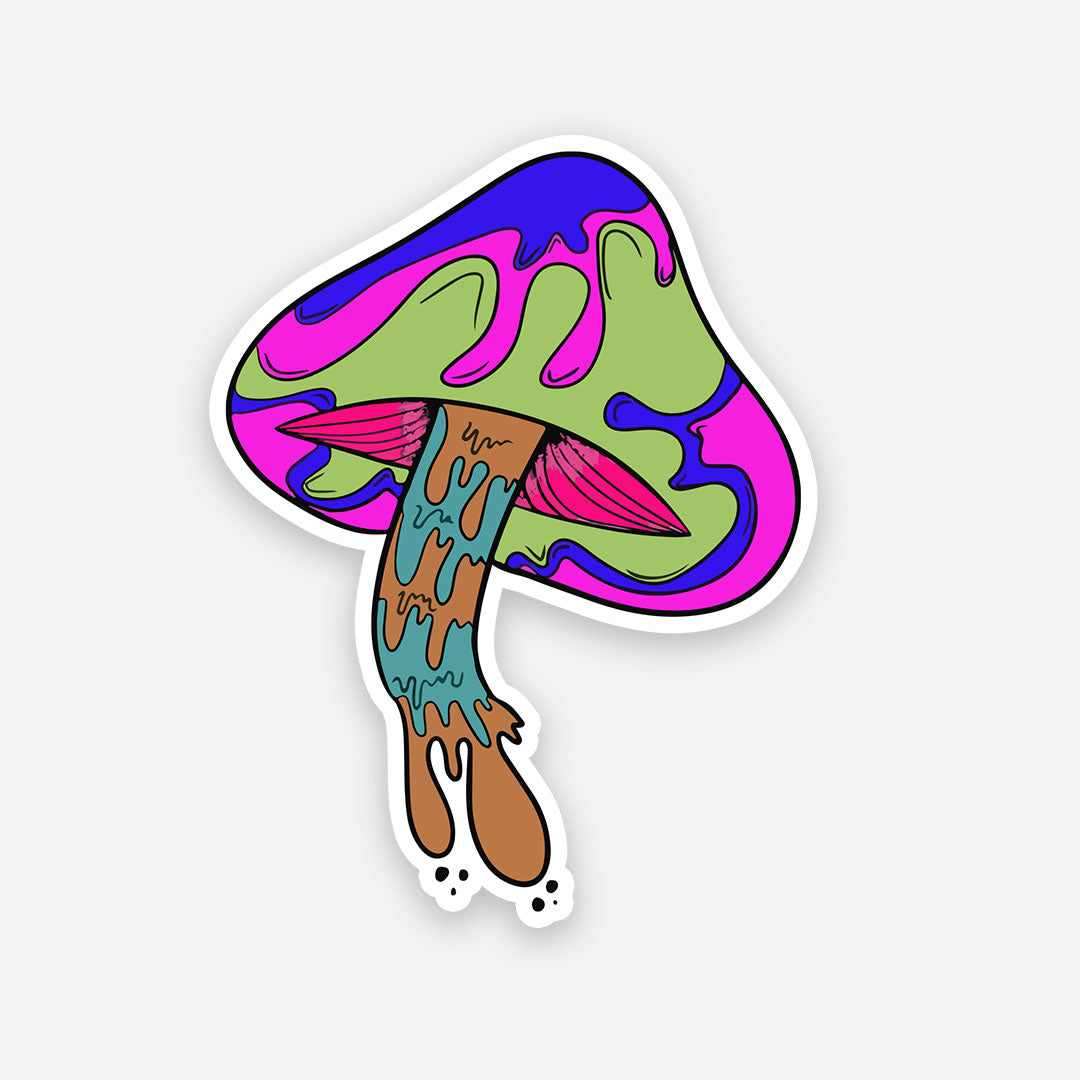 Trippy mushroom sticker waterproof vinyl decal for laptop, bike, car & bottle