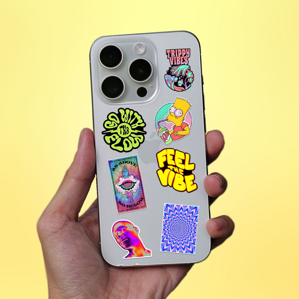 Trippy Sticker Sheet waterproof vinyl decal for laptop, bike, car & bottle
