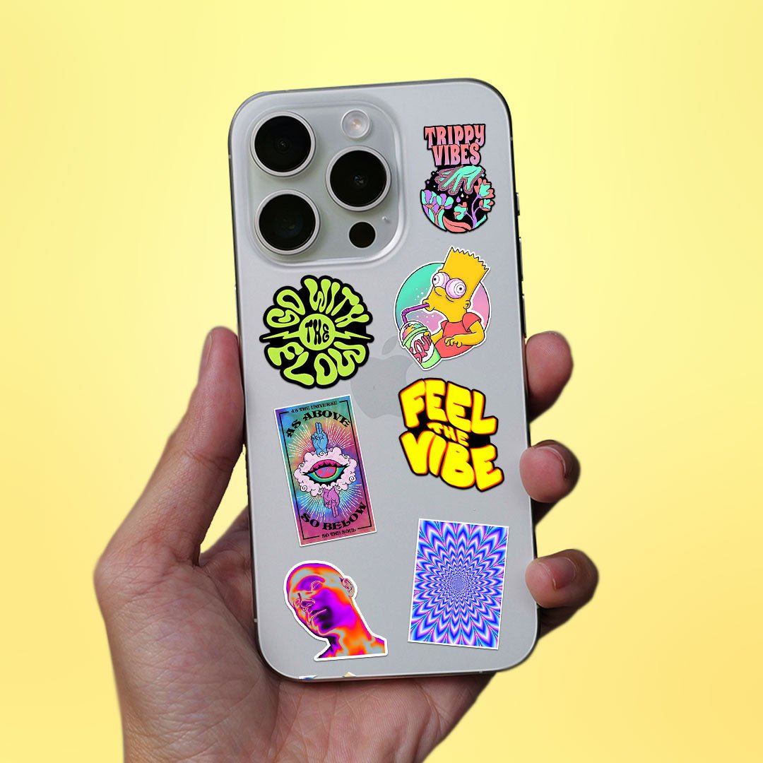Trippy Sticker Sheet waterproof vinyl decal for laptop, bike, car & bottle